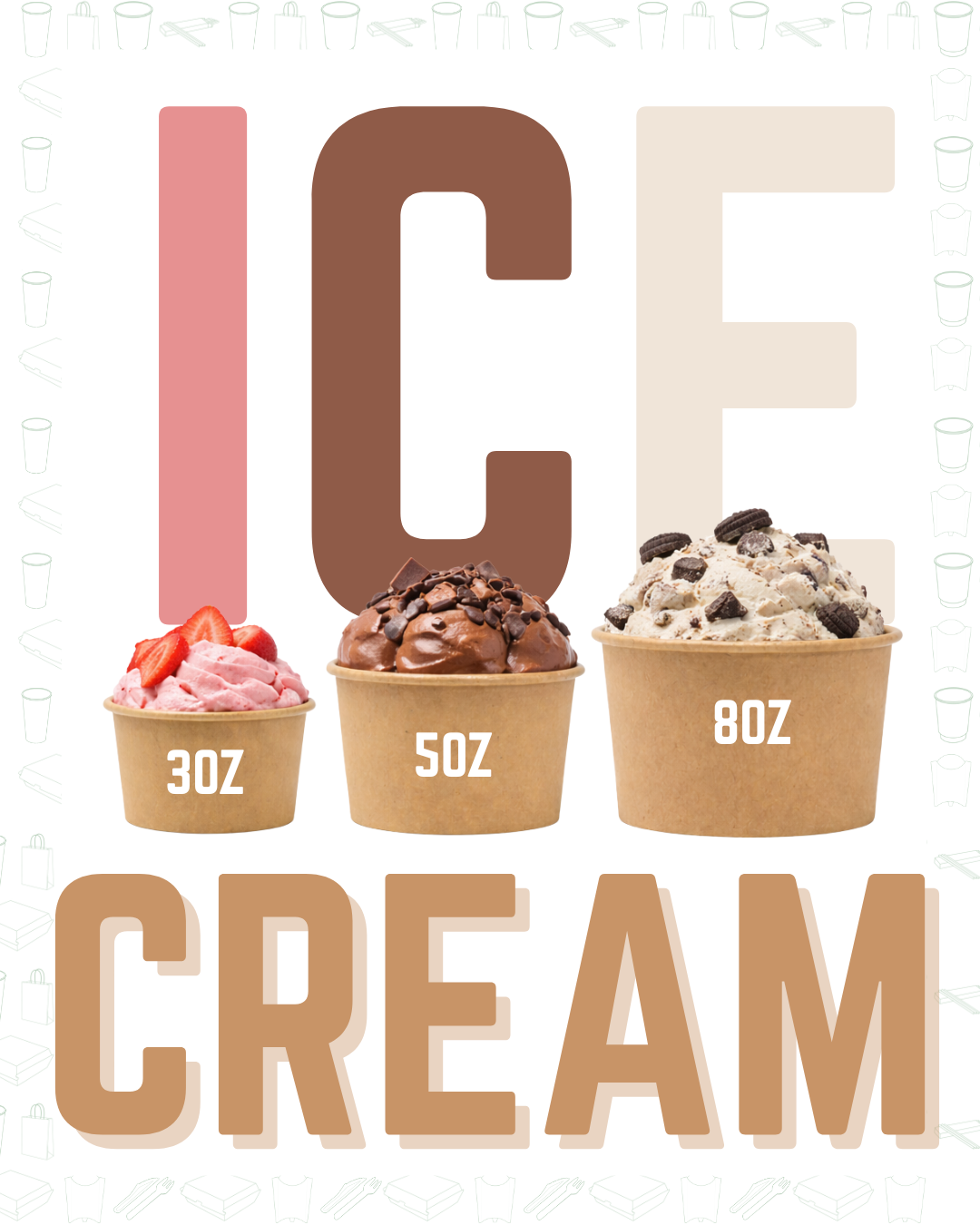 Ice Cream Tub 3oz, 5oz, 8oz (1000)